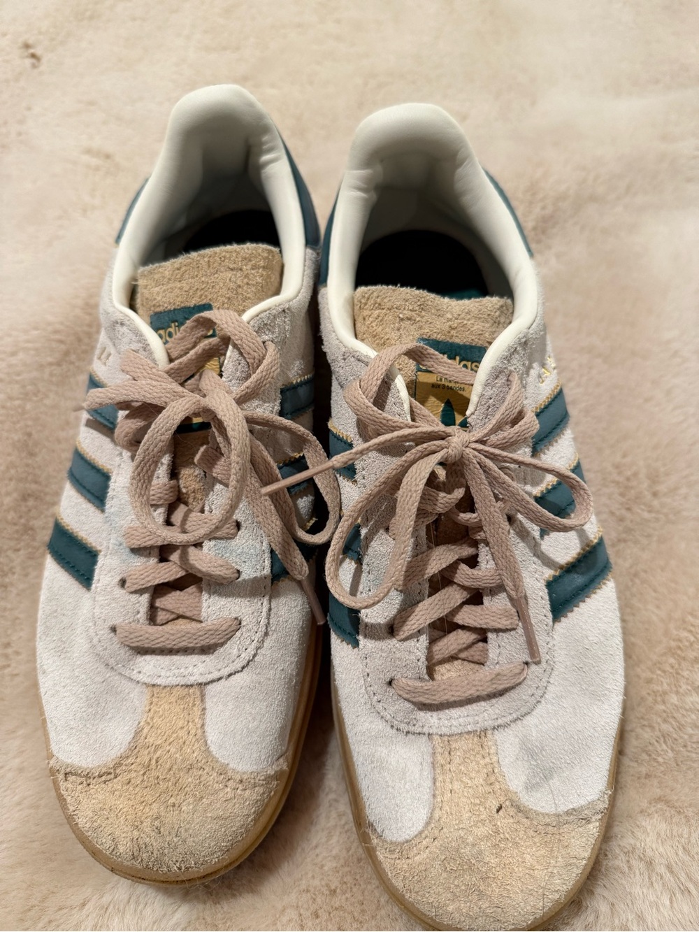 adidas Suede Sneakers in Cream and Teal